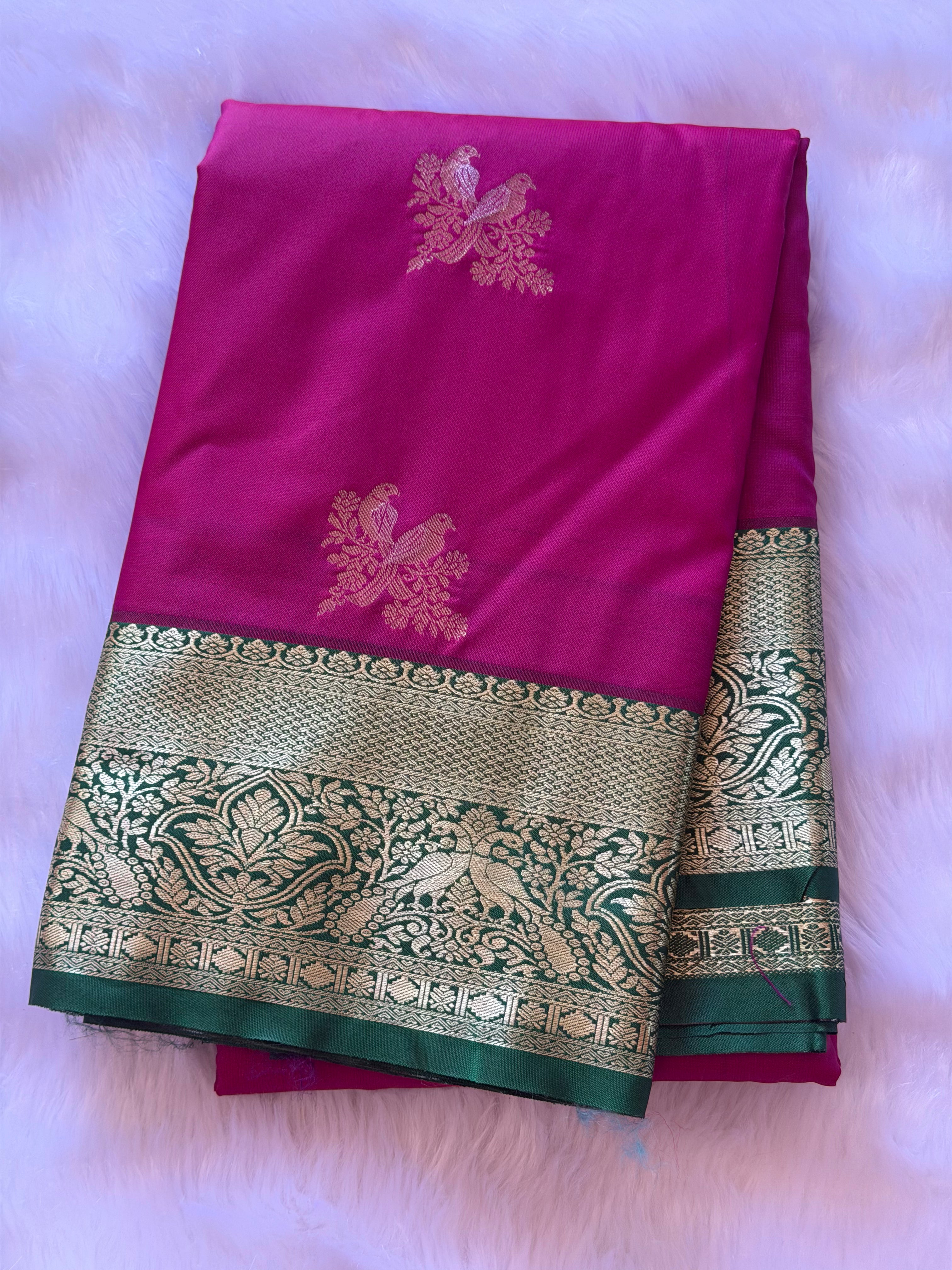 Kanchipuram polyester silk saree with rich zari border and pallu - KPPOL0034 - NN Silk Sarees