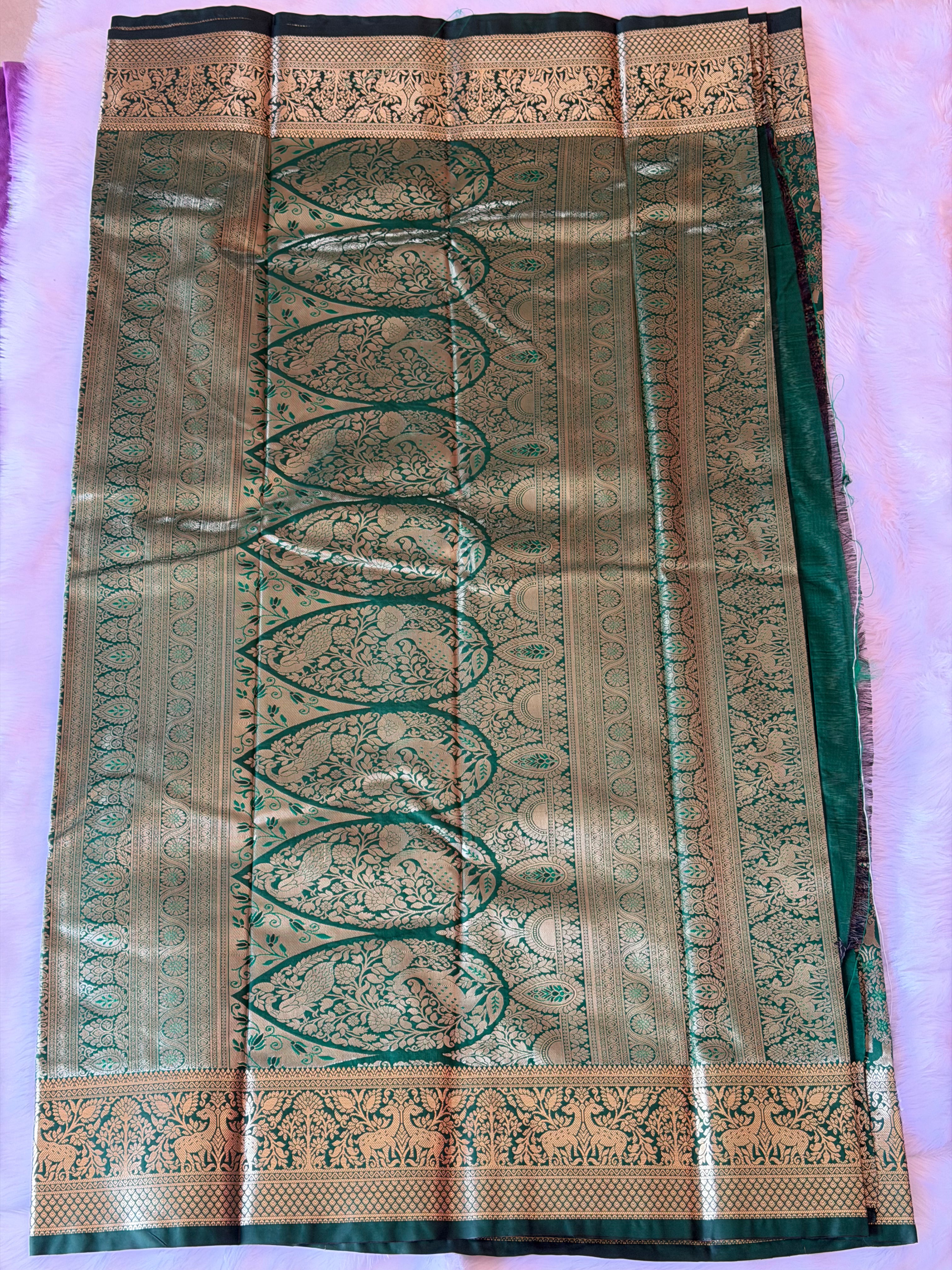 Kanchipuram polyester saree draped view - rich traditional design for weddings and festivals