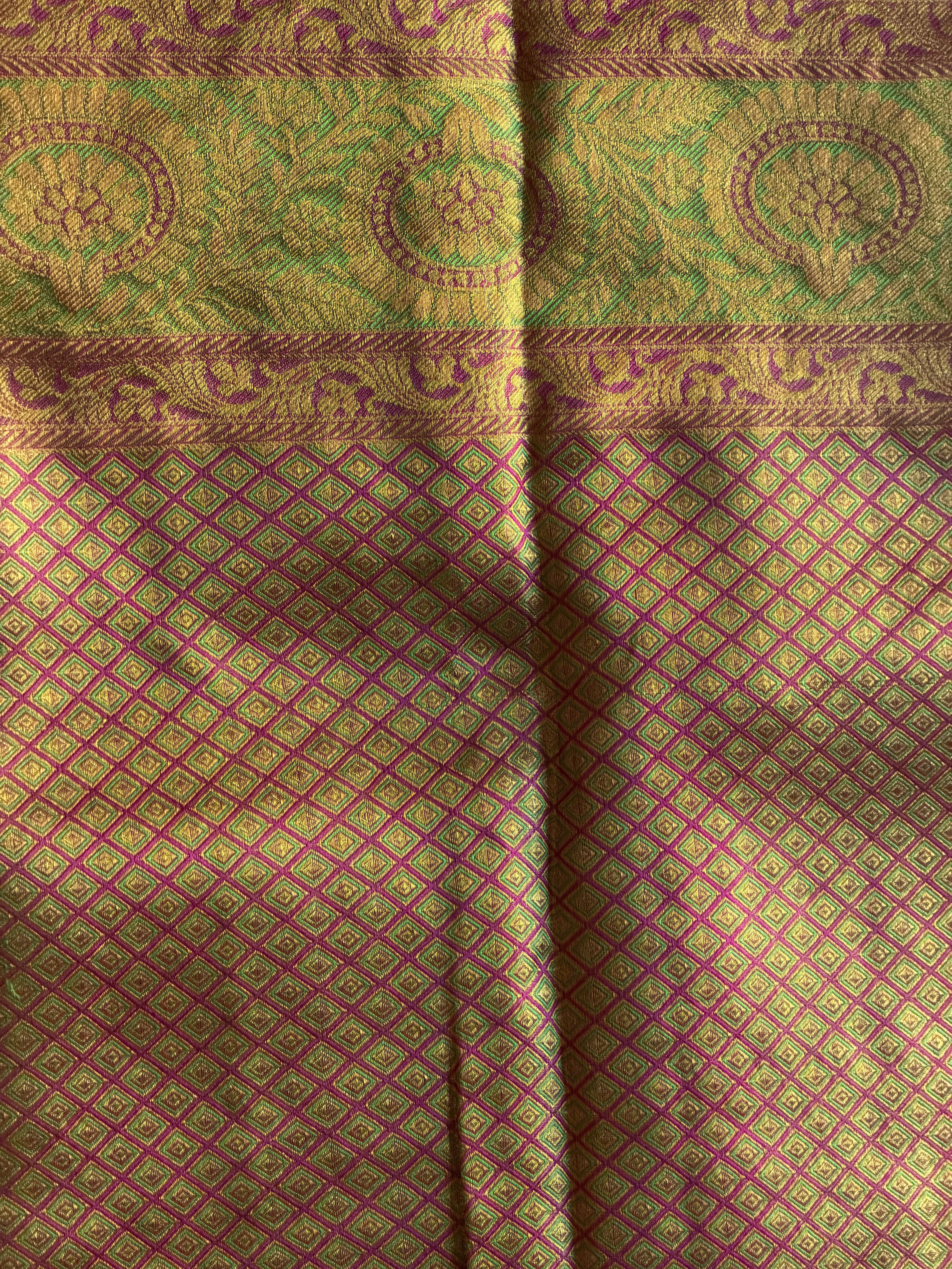 Kanchipuram pure silk saree pallu detail - real zari work by Kanchipuram weavers