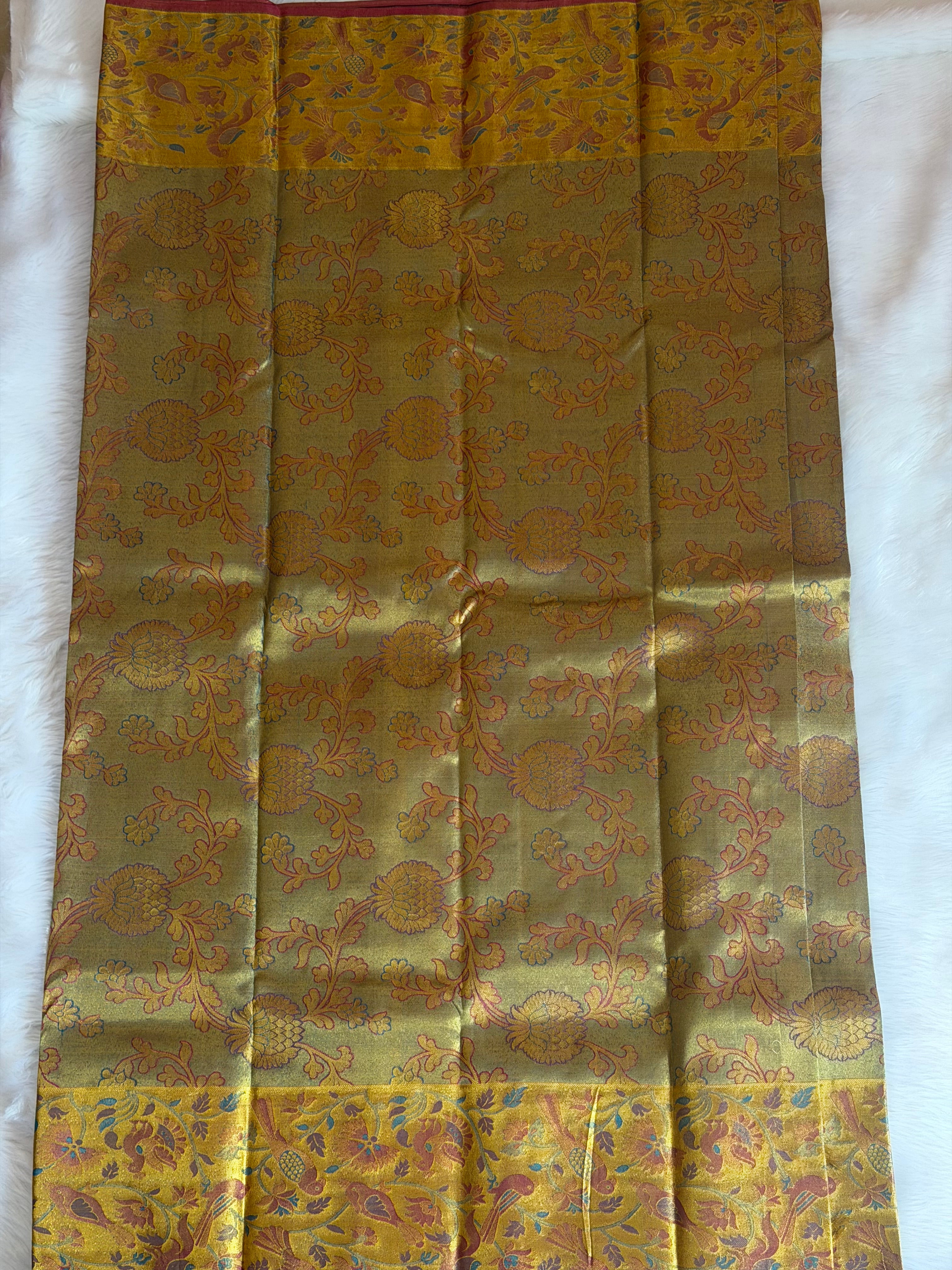 Kanchipuram pure silk saree body detail - 100% genuine mulberry silk texture KPPS009