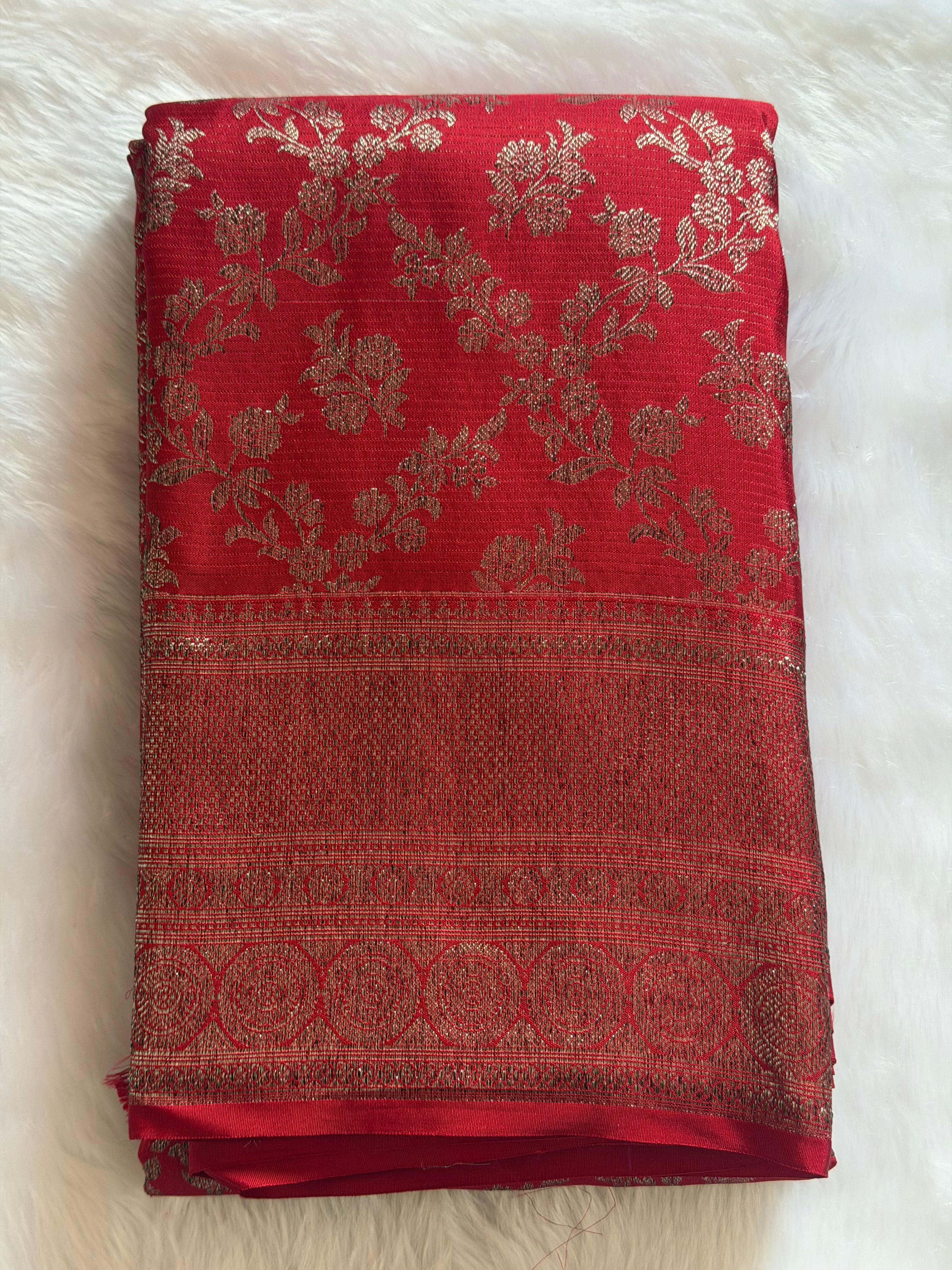 Kanchipuram pure silk saree draped view - exceptional craftsmanship with natural sheen KPPS0012