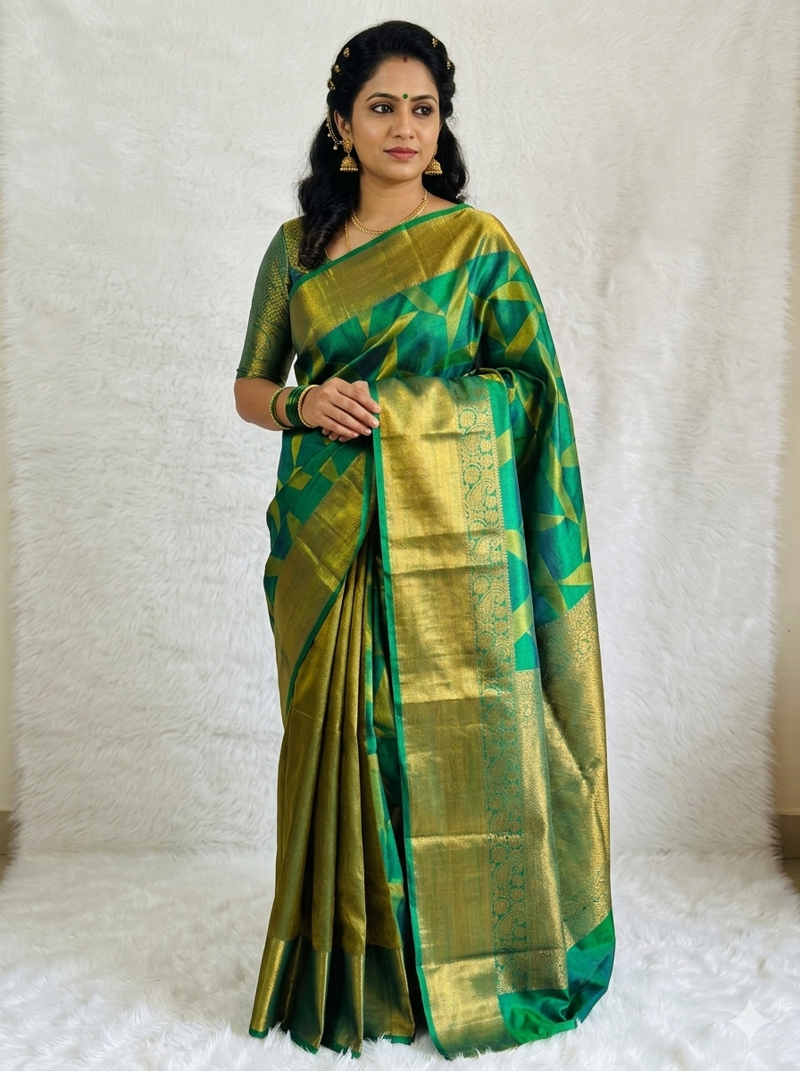 Kanchipuram pure mulberry silk saree with contrast border - KPPS0011 - NN Silk Sarees
